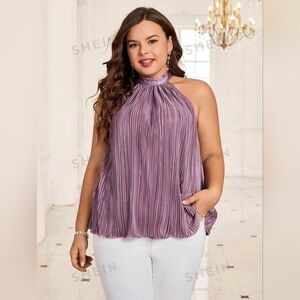 🌺 Purple Loose Textured Halter Top Tank